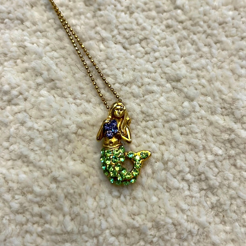 Swarovski Crystal Mermaid Pendant on Gold-tone Chain